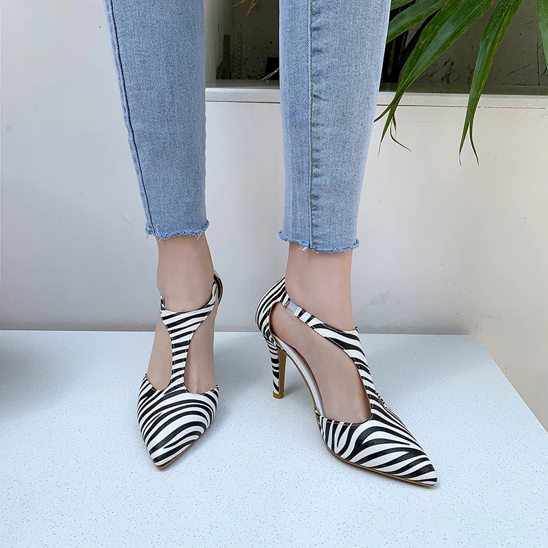 

Leopard High Heels Sandals Women Shoes Buckle Strap Pointed Heels Female Shoes Animal Prints Heel Shallow Woman Sandalias