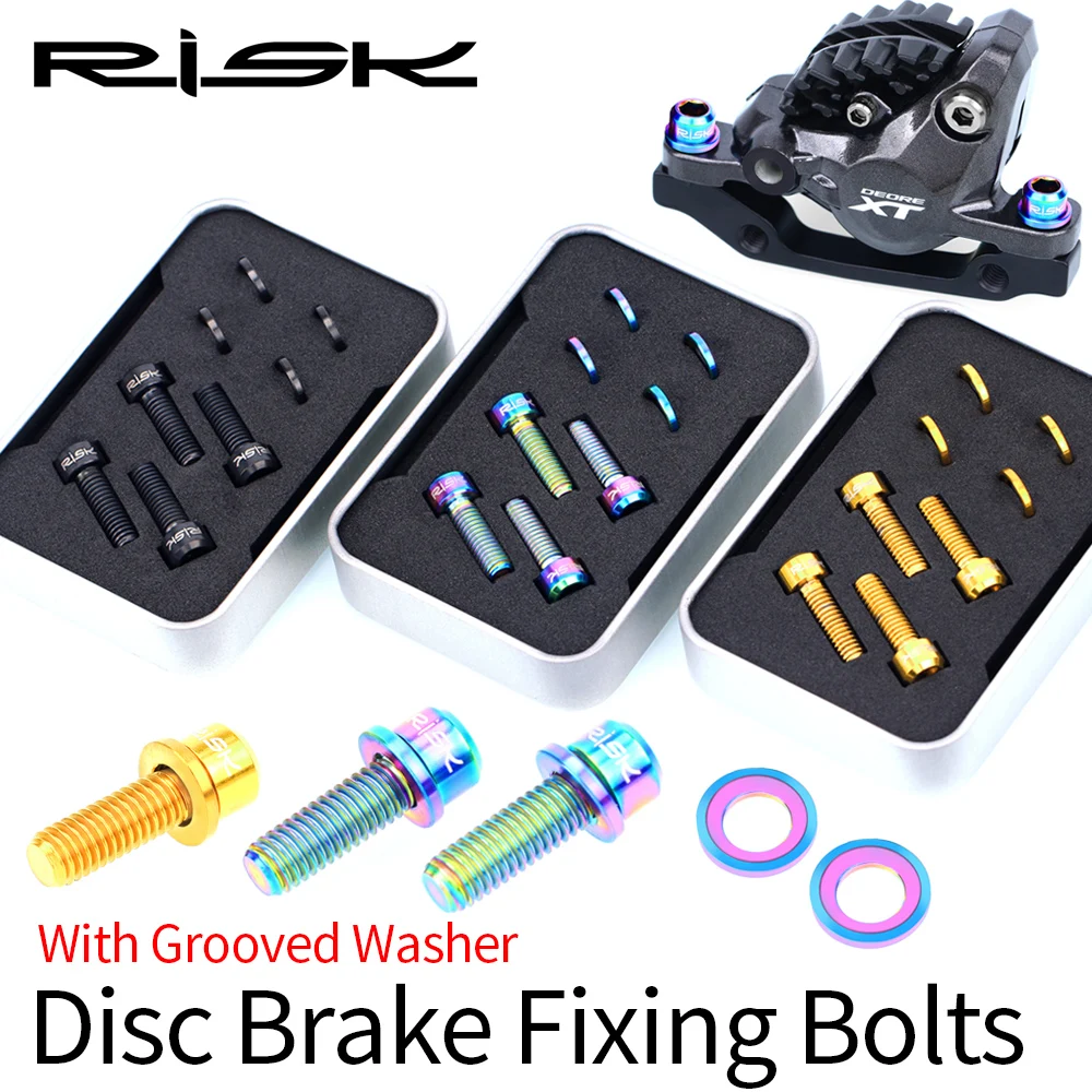 

RISK Road Bike Mountain Bike Titan M6X18mm Disc Brake Caliper Fastening Bolts Screws With Grooves Washer