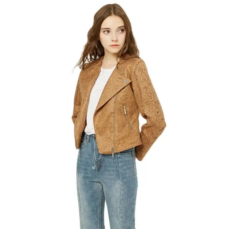 Женская замшевая куртка TMODA265 из искусственной кожи на осень и зиму женская