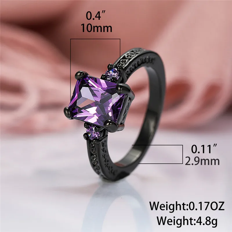 Кольцо женское с черным цирконием прямоугольное Золотое | Украшения и аксессуары