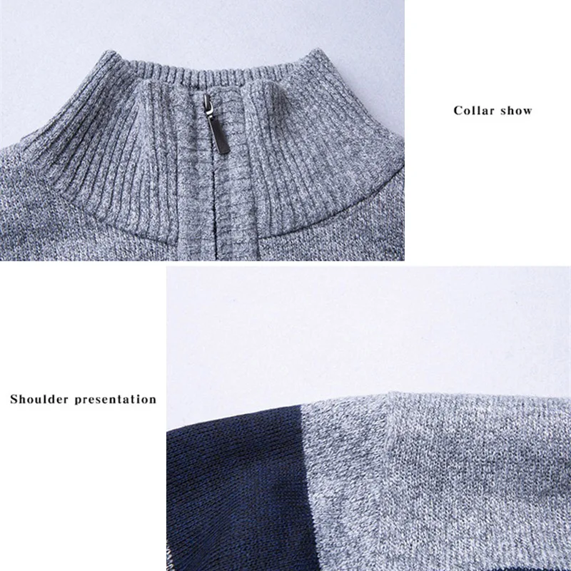 

Newly Droppshiping Men Open Front Long Sleeve Knit Sweater Large Size Zipper Autumn Winter Plus Velvet Thick Sweater J55