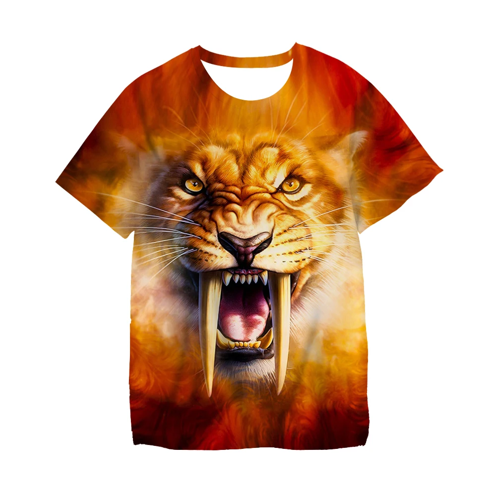 

2021 Lion T-shirt is ready for boys girls to enjoy the comfort of polyester T-shirt Kids summer Be happy all summer Shirts 3-14Y