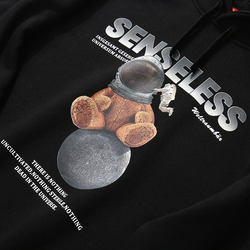 

Retro Hoodie Sweatshirt Universe Planet Letter Print Fleece Hooded Pullover Casual Cozy High Street Winter men clothing
