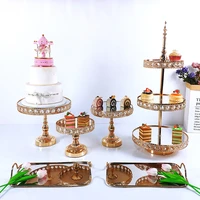 gold cake stand set crystal cupcake tray cake tools home decoration dessert table decorating party wedding display