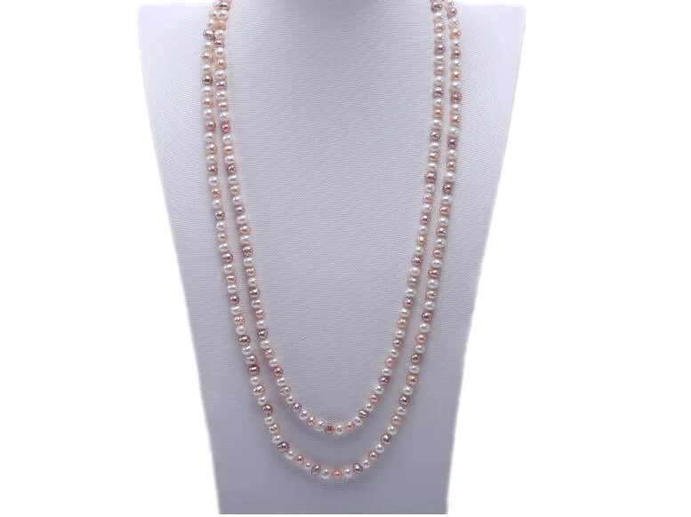 

60cm 24'' 2 strands 7mm bright white pink purple mixed pearl necklace natural freshwater pearl Woman Jewelry 35cm 14'' 43cm 17''