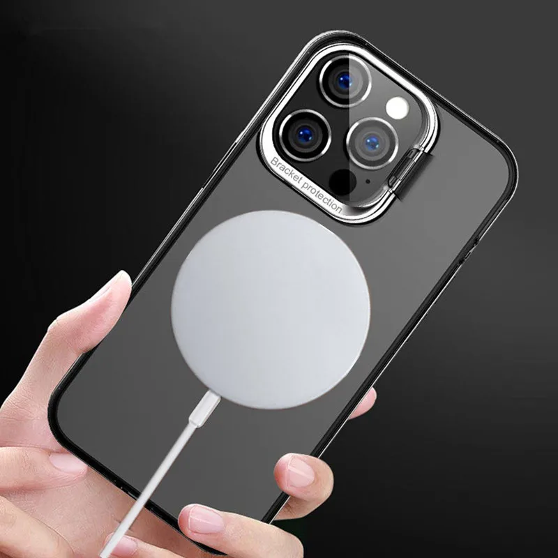 Matte Translucent Magsafing Magnetic Wireless Case for Apple iPhone 13 Pro Max Camera Protection Bracket Hodler Armor Hard Cover