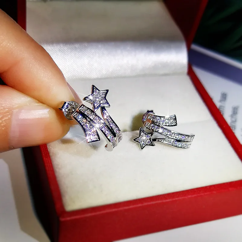 

Star New Super Micro Inlaid Rhinestone Temperament Ear Stud Minimalist Luxury for Women Wedding Earrings Pendant Jewelry