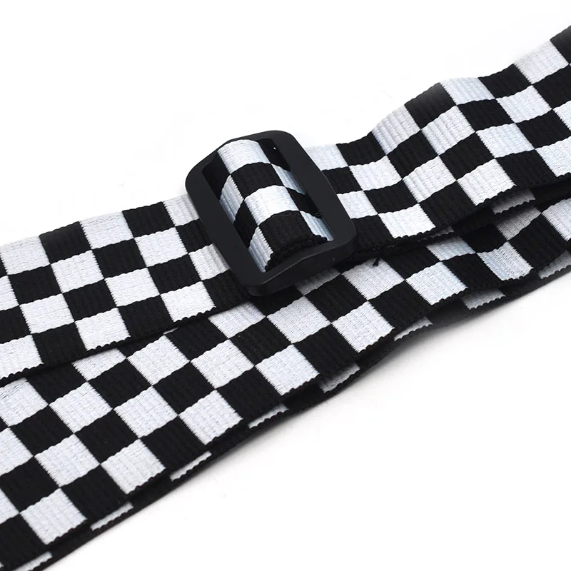 Черно-белый маленький квадратный дизайн гитарный ремешок лента акустический бас
