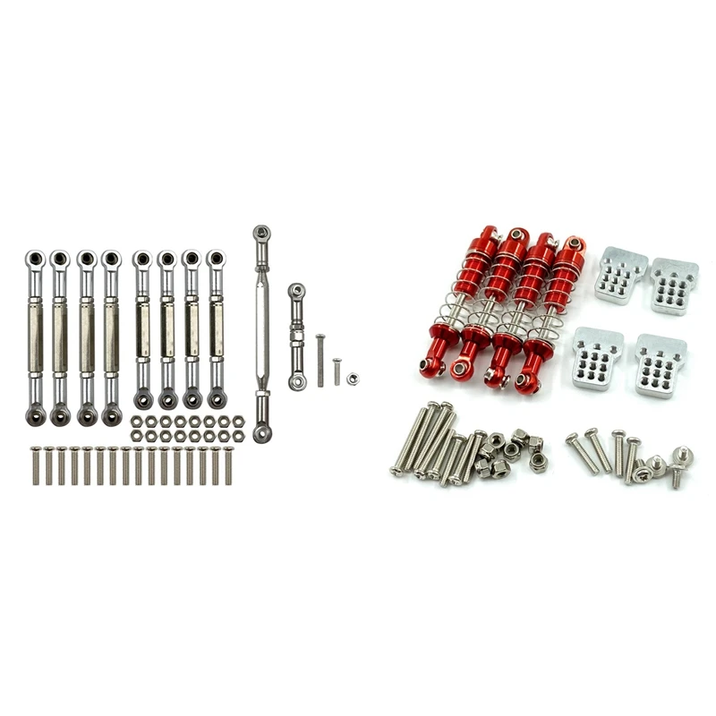 

For MN D90 D91 D96 D99S MN99S MN90 Metal Pull Rod Steering Link Rod Set & Metal Shock Absorber With Extension Seat,1