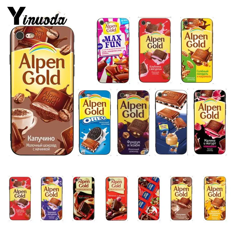 Yinuoda Alpen Золотой шоколадный черный ТПУ мягкий чехол для телефона iPhone 8 7 6 6S 6Plus X XS MAX