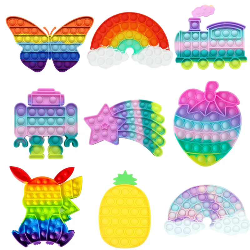 

Rainbow Bubble Pops Fidget Kids Toy Sensory Autisim Special Need Its Anti-stress Stress Relief Squishy Fidget Toy Random Color
