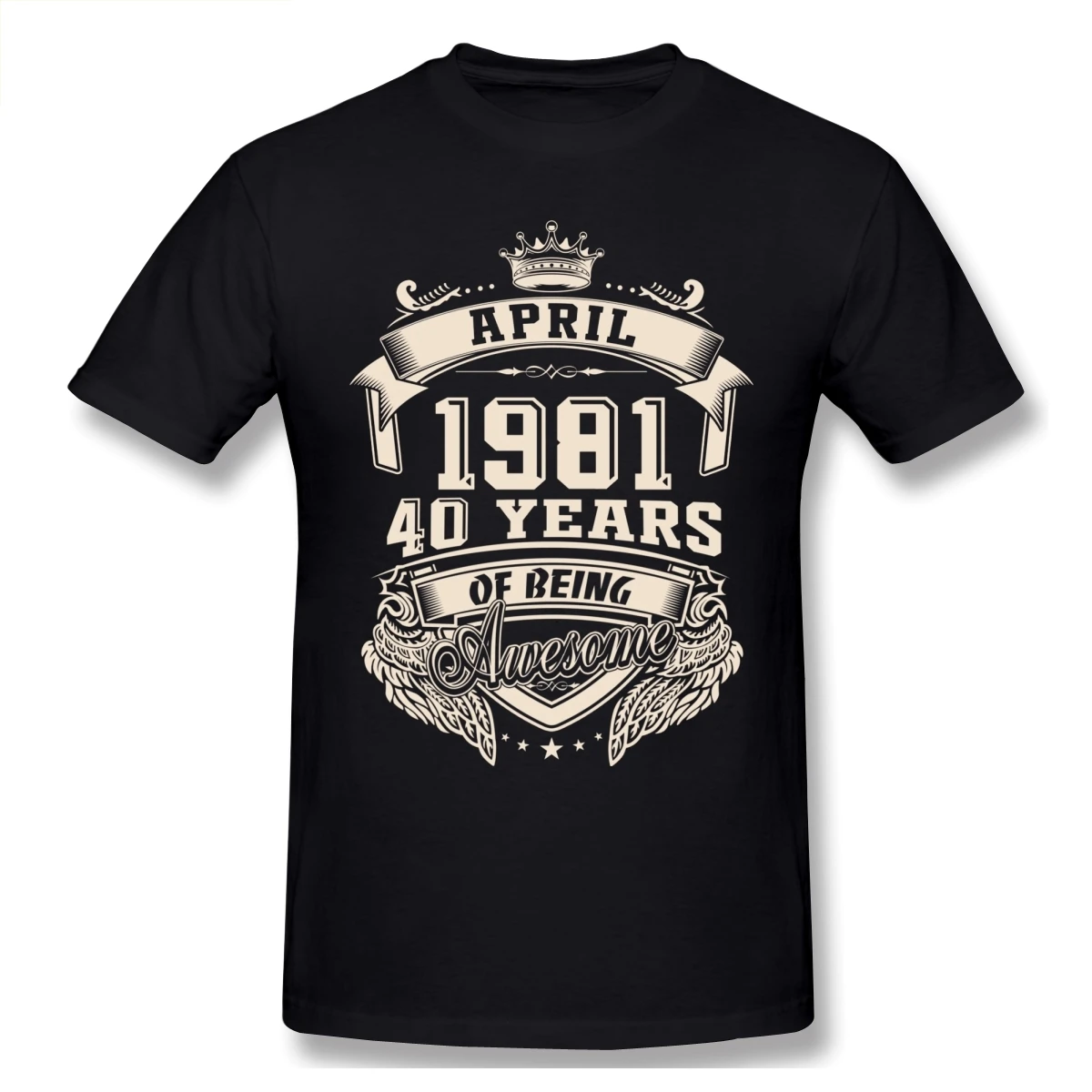 

Custom Logo Born In April 1981 40 Years Of Being Awesome T Shirt Oversized Cotton Short Sleeve Custom T Shirt Men