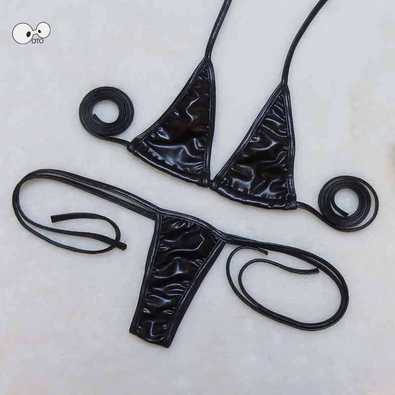 2020 Для женщин пикантные черные сапоги микро бикини экзотическое набор блестящее