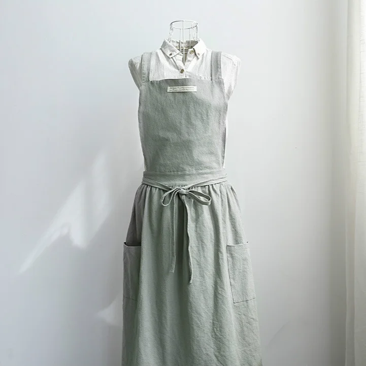 

Art pleated skirt kitchen Cafe waistline canvas vest apron artist pleated skirt apron apron dress apron kitchen