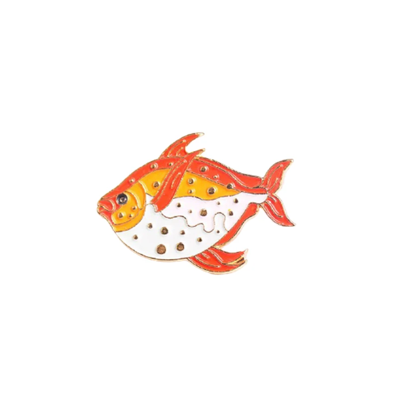 Мультяшная брошь Золотая рыбка тропическая рыба универсальная эмалированная