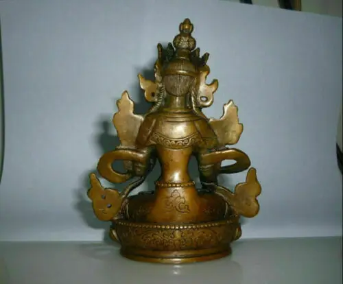 Изысканная тибетская буддистская Бронзовая статуя Kwan-yin белая тары Будды | Дом и