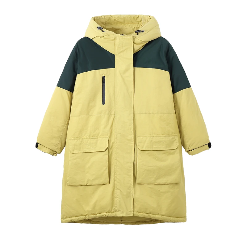 

Cotday Cotton Patchwork Yellow Loose Long Thick Safari Style With Hooded 2020 Best Winter Warm Women Casual Parka Coat