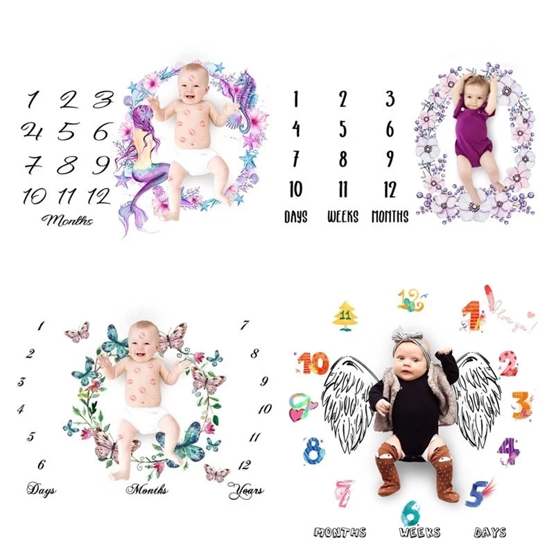 Новорожденные bebes ребенка ежемесячный рост Одеяло фотография реквизит Фон Ткань
