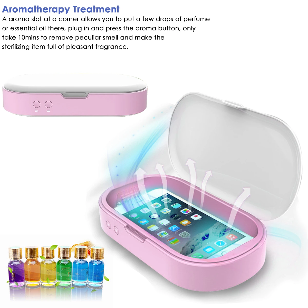 

UV Phone Jewelry Sterilizer Sanitizer Box Portable Ultraviolet Sterilizer Cleaner Box with Aromatherapy Function