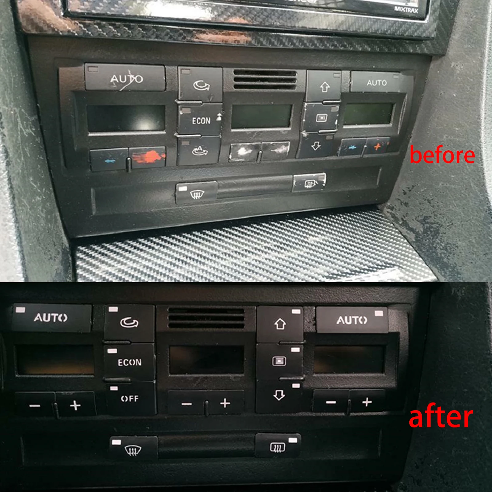 1 Набор наклейки на автомобильные кнопки кондиционера и для Audi A4 B6 B7 2000 2001 2002 2003 2004