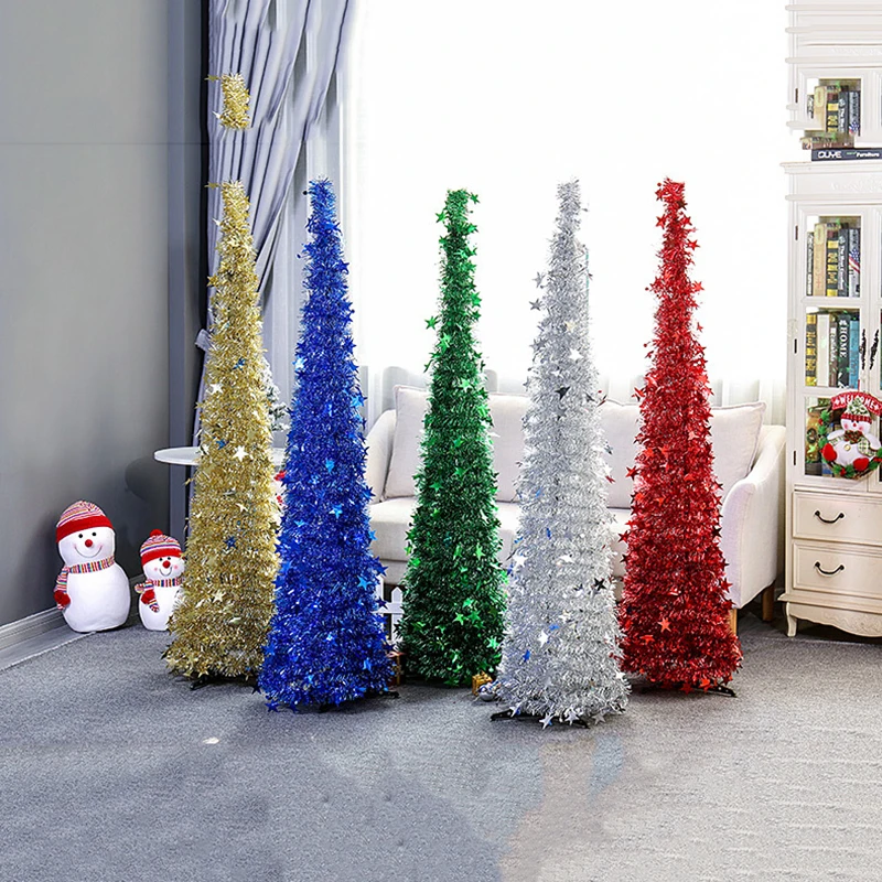 

1.2M DIY Sequin Christmas Tree Popup Collapsible Tinsel Artificial Christmas Tree With Stand Christmas Decorations Trees