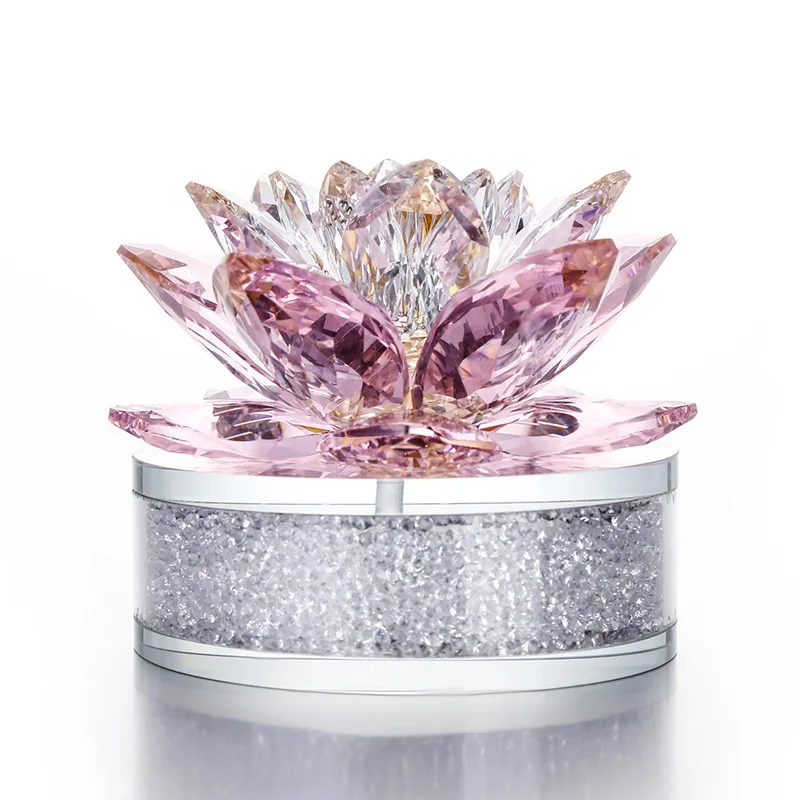 

Crystal Lotus Flower with Diamond Figurines Glass Paperweight Car Home Decor Ornament Birthday Party Wedding Gift Fengshui Craft