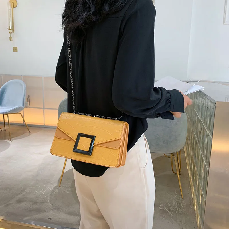 

Stone Pattern PU Leather Crossbody Bags For Women 2021 Small Shoulder Simple Bag Female Luxury Chain Handbags And Purses