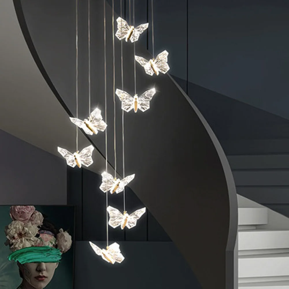 Nordic Hot Sale Butterfly lamp Chandelier For living Room Bedroom Bedside Staircase Hall Restaurant Art Indoor Lighting Decor