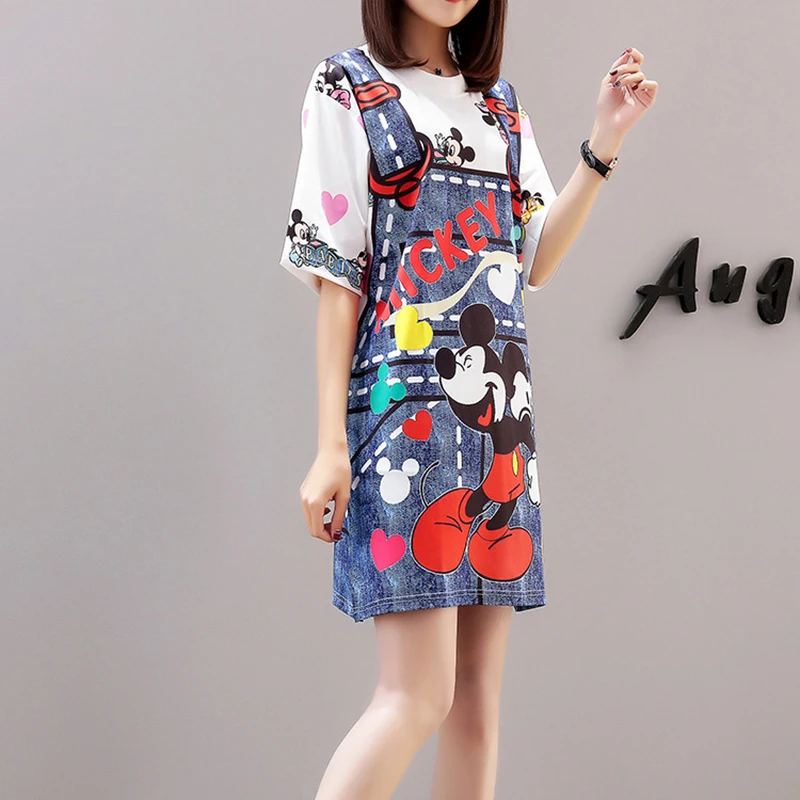 Футболка женская с принтом Микки Мауса размера плюс на бретелях в Корейском