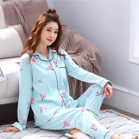 2020the new live broadcast of the spring and autumn period and the long sleeve cardigan lapel women pajamas lady leisurewear sui