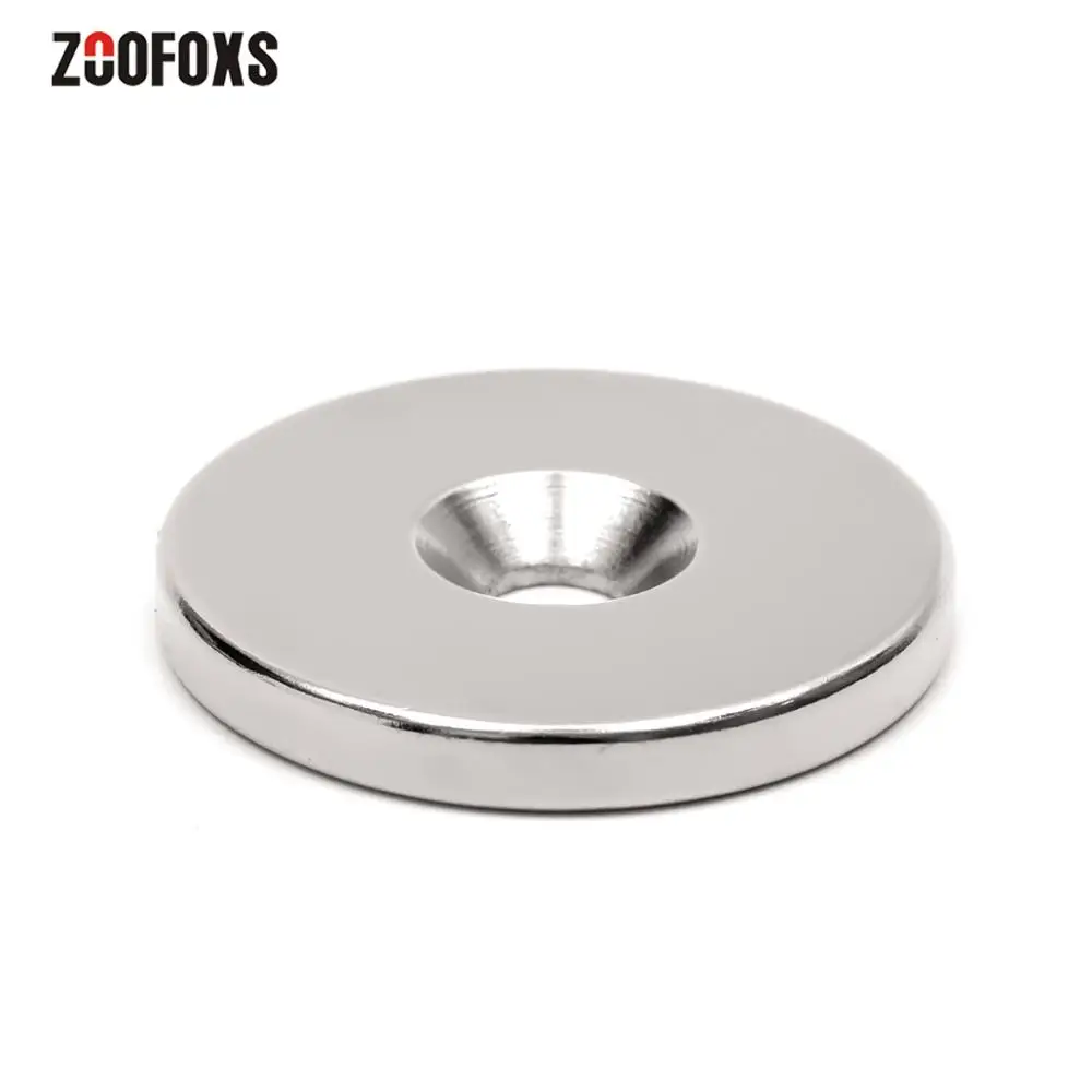 

ZOOFOXS 1 piece 40x5mm Hole 6mm Round Countersunk NdFeB Magnets Powerful Rare Earth Permanent Neodymium Magnets 40*5-6mm