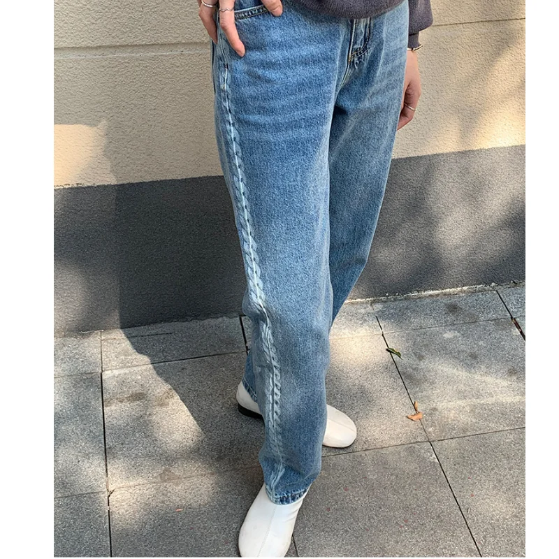 

Women's Jeans Spring Autumn New Fashion High Waist Wide-leg Slimming Design Vintage Print Female Casual Simple Straight Pants