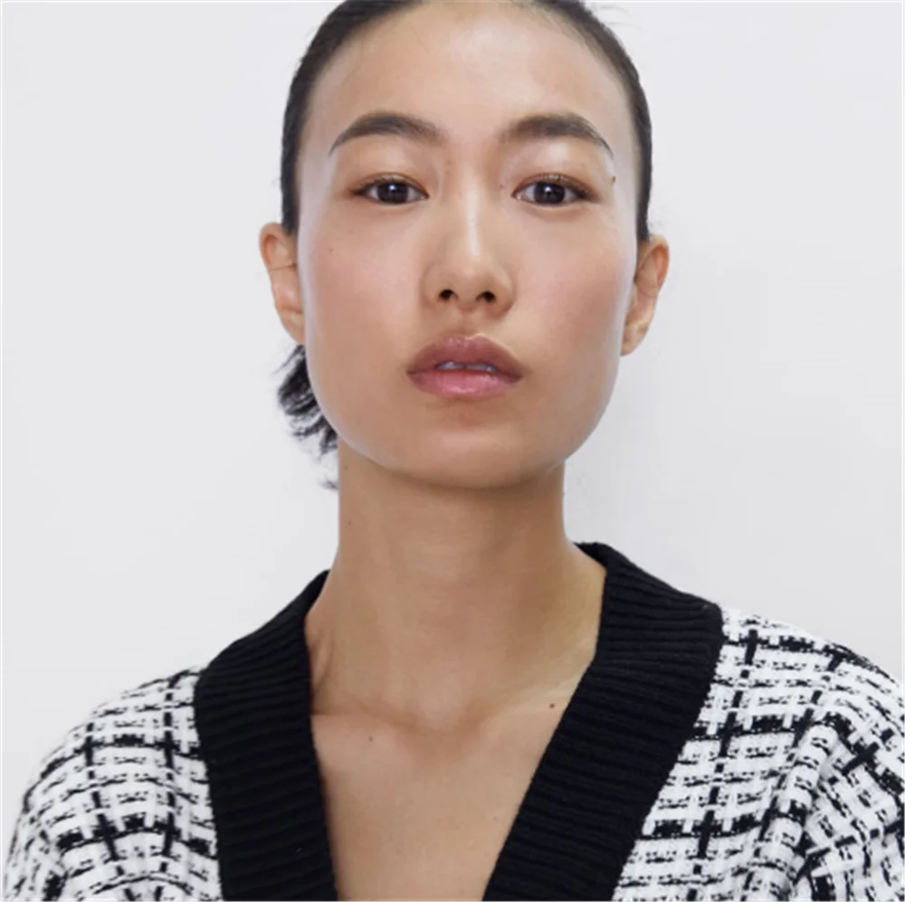 2019 ZA женский вязанный модный новый осенний зимний саржевый Свободный кардиган