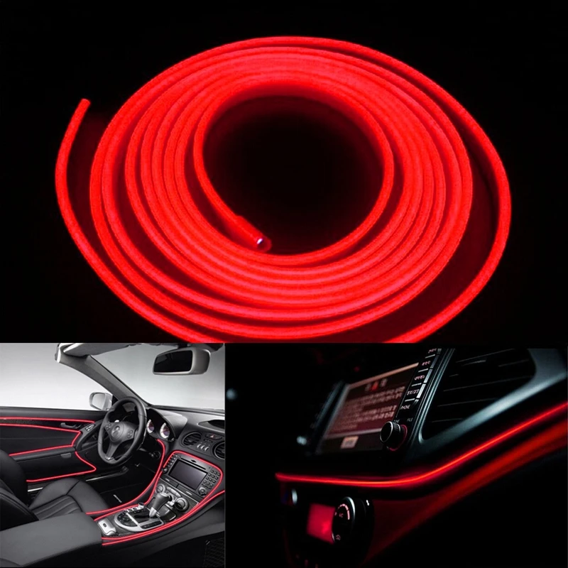 Car Cold Light Red Lamp Strip Atmosphere Interior Decorative EL OLED Trim 2M For Ford VW BMW Aud | Автомобили и мотоциклы