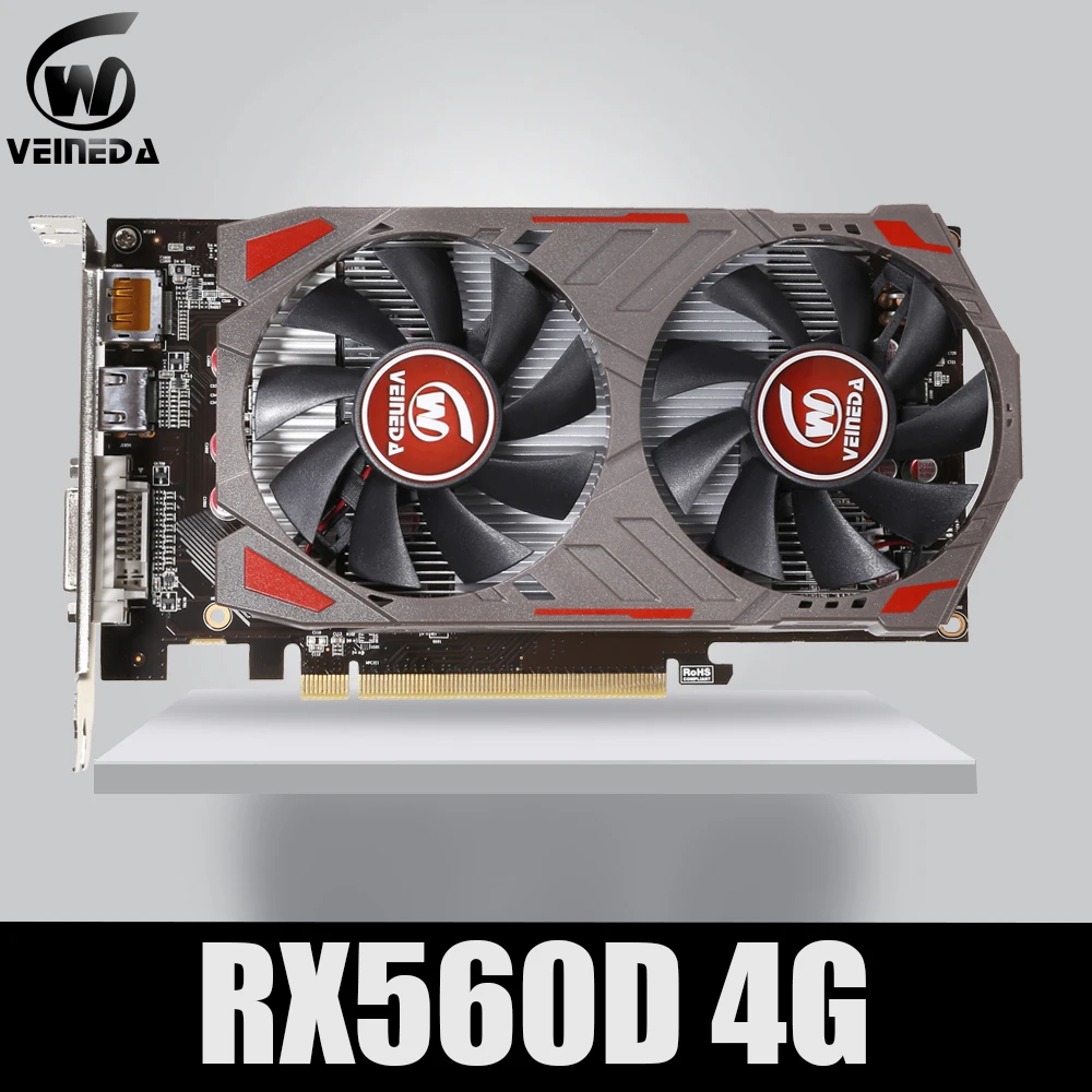 Видеокарта VEINIDA Radeon RX 560D GPU 4 ГБ GDDR5 128 бит игровой настольный компьютер видеокарты PCI Express3.0 для карты Amd