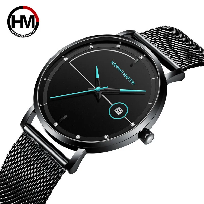 

Hannah Martin Men Watch Men Stainless Steel Mesh With Waterproof Quartz Wrist Watch Ultra-Thin Calendar Male Clock 2020