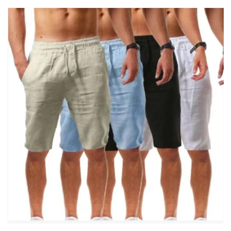 

2021 New Mens Cotton Shorts Pants Male Summer Breathable Color Trousers Fitness Streetwear S-3XL