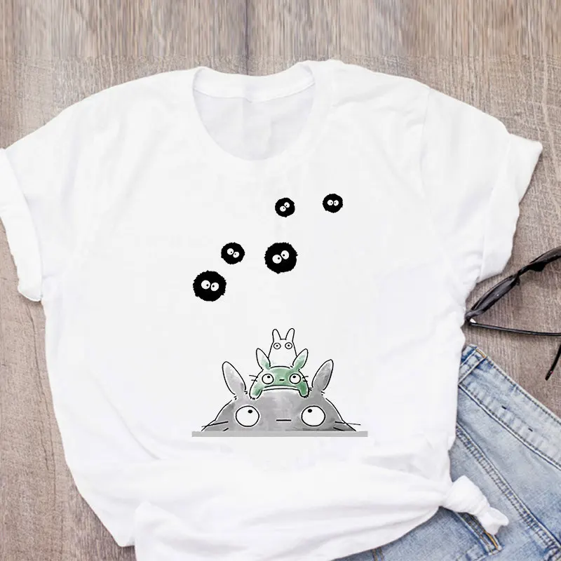 Ghibli Тоторо Dustbunny Kawaii футболка для женщин модная с принтом короткими рукавами