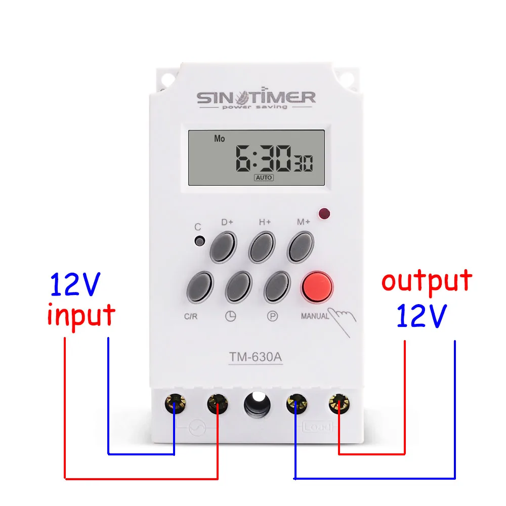 12V DC вход 7 дней программируемый 24 часа мини таймер реле времени выходная нагрузка