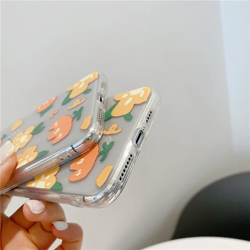 Abstract transparent flower case for iPhone 7 8 Plus 11 Pro soft tpu cover xs max xr x clear silicone art phone cases |