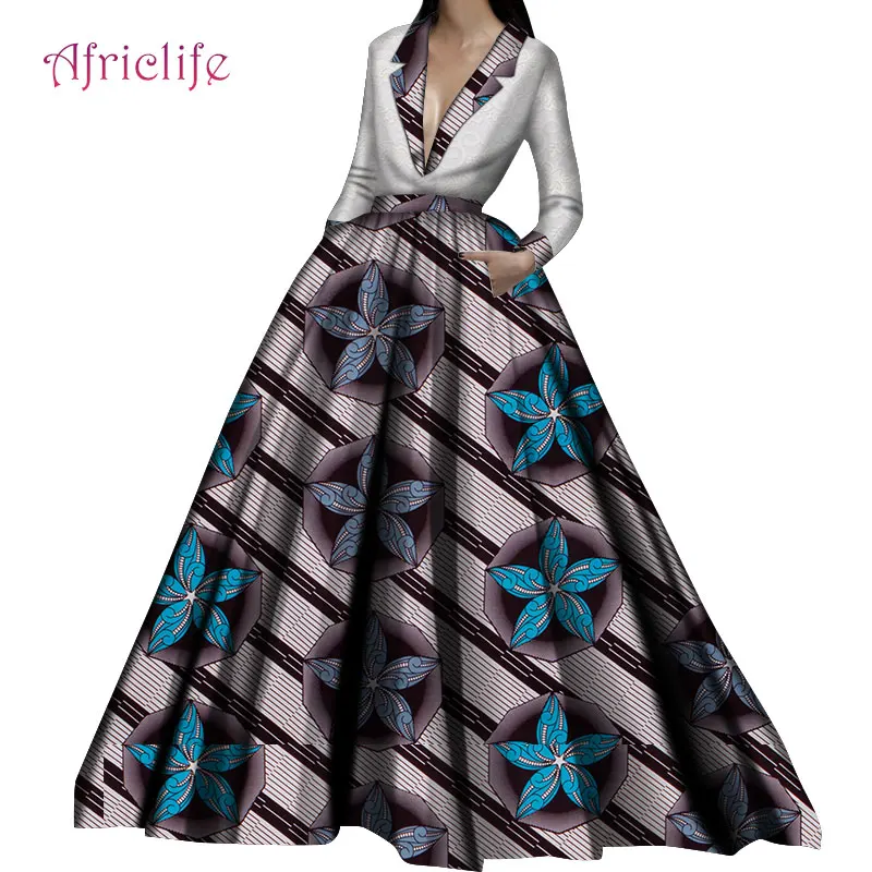 Top Selection African Clothing Wedding Dresses Long Sleeve Deep V  Pleated High Waist Shown Slim Skirt  Women Dress WY4598