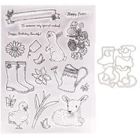 fpxr21easterrabbit watering bucket setcutting dies and stamps diy hand account scrapbook transparent silicone seal rubber stamp
