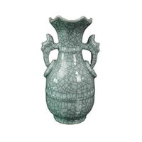china old porcelain official kiln cracked sliced glaze double ear vase
