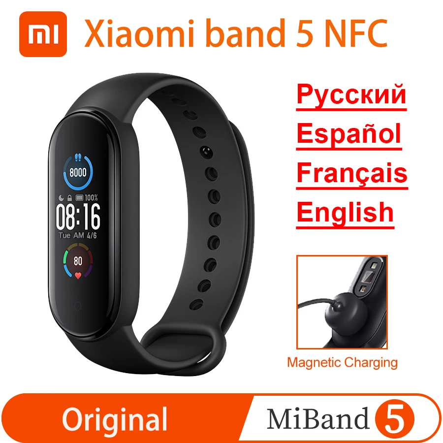 

Xiaomi Mi Band 5 NFC Version Smart Bracelet AMOLED Screen Miband 5 Smartband Fitness Traker Bluetooth Heart Rate Smart Band