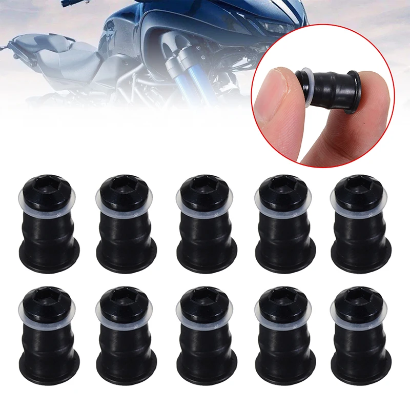 Mayitr 10 шт./компл. мотоциклетное ветровое стекло M5x16mm шурупы черный M5 резиновые