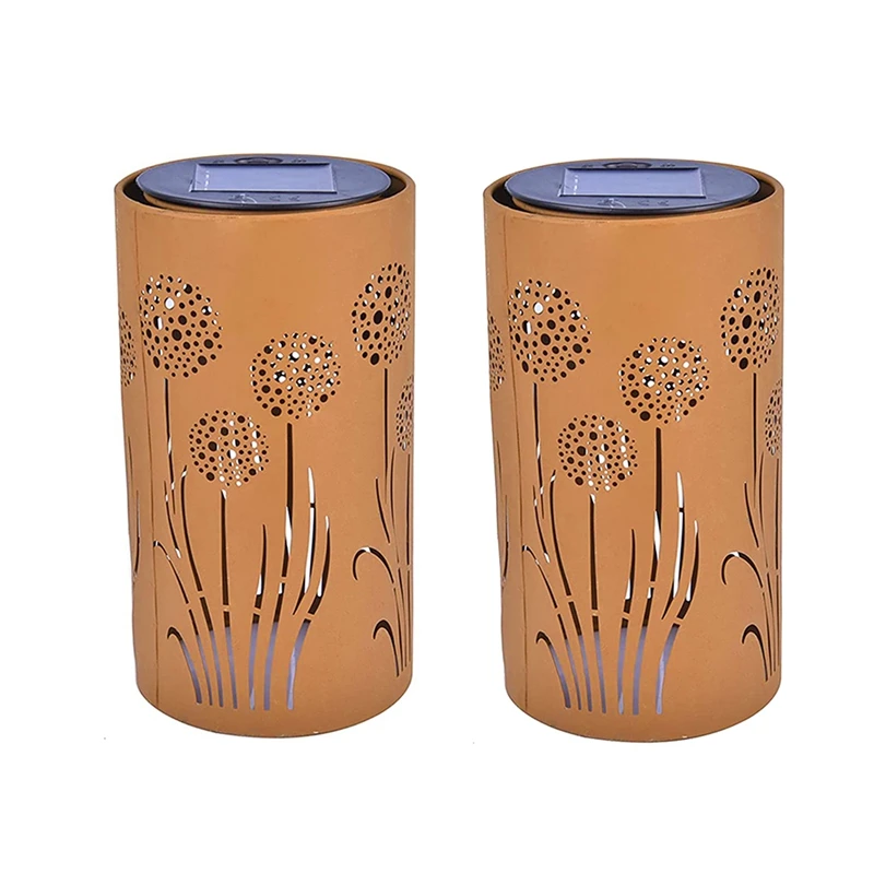 

Уличная настольная лампа на солнечной батарее, 2 шт. в упаковке, металлический фонарь с одуванчиком, наружный декор для патио, сада, двора, до...