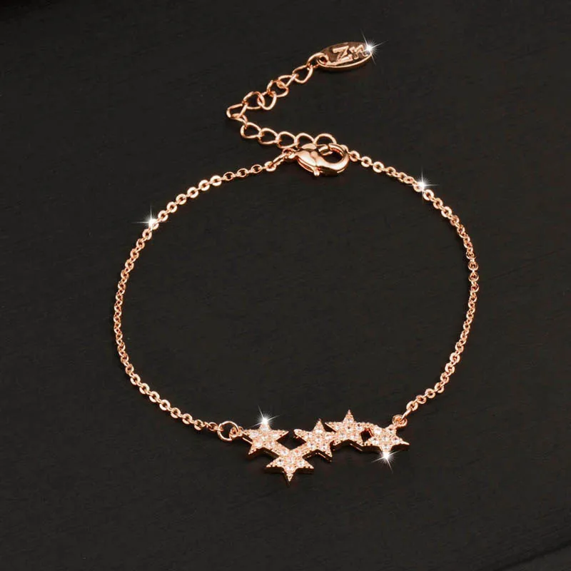 Женский браслет с кристаллами и звездами SINLEERY очаровательный микрозакрепкой