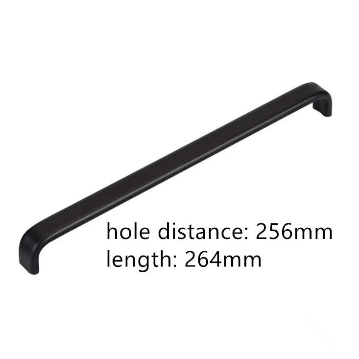 hole distance 256mm LCH, американский стиль, Черный алюминиевый сплав, ручка для шкафа, черная отделка, расстояние между отверстиями 32 мм, 256 мм, 448 мм, серебристая отделка - Цвет: hole distance 256mm