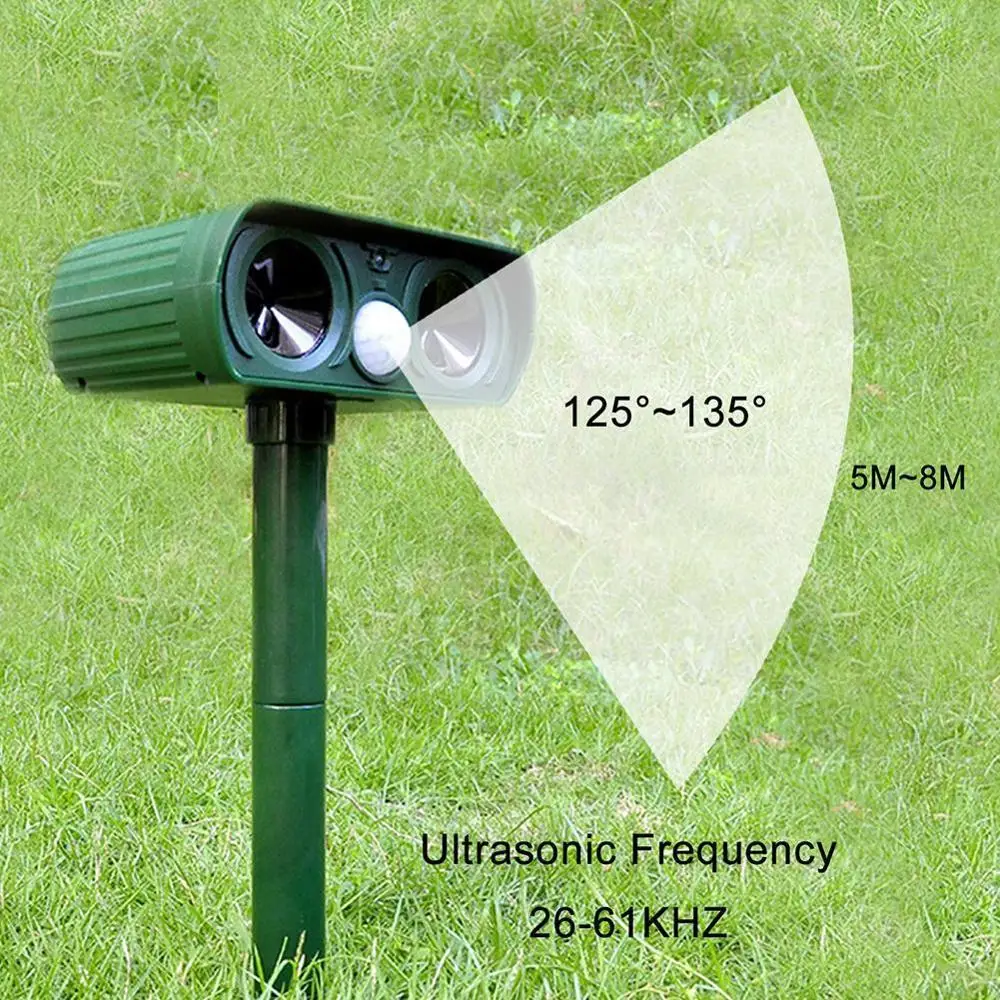Отпугиватель животных на солнечной батарее водонепроницаемый Ультразвуковой