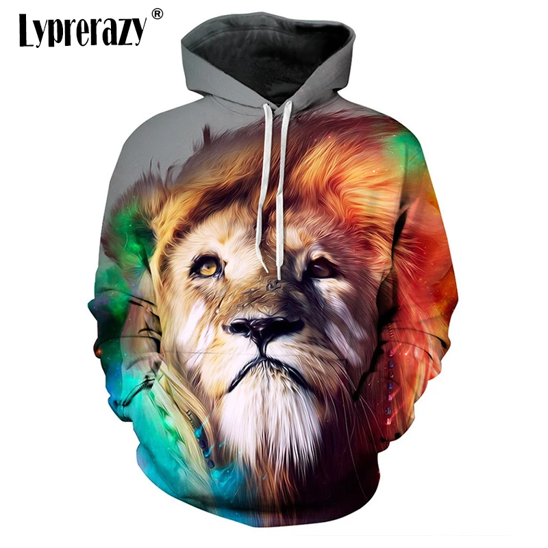 

Lyprerazy новые модные мужские/женские 3D толстовки с принтом цветов красочные толстовки с Львом осенние пуловеры с капюшоном топы